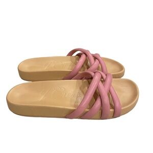 J. Crew Slide Sandals Women's 8 Pacific Cushy Pink  Leather Strap Slip On